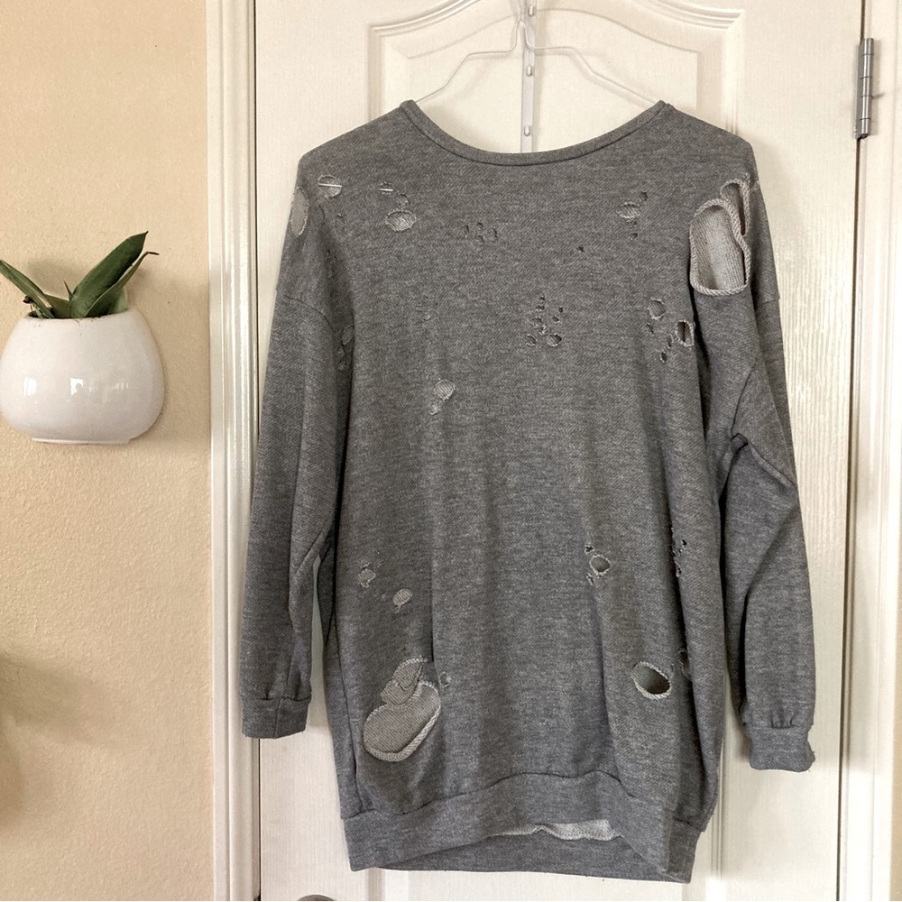 Million Bullpup Distressed Oversized Sweatshirt Size S Gray